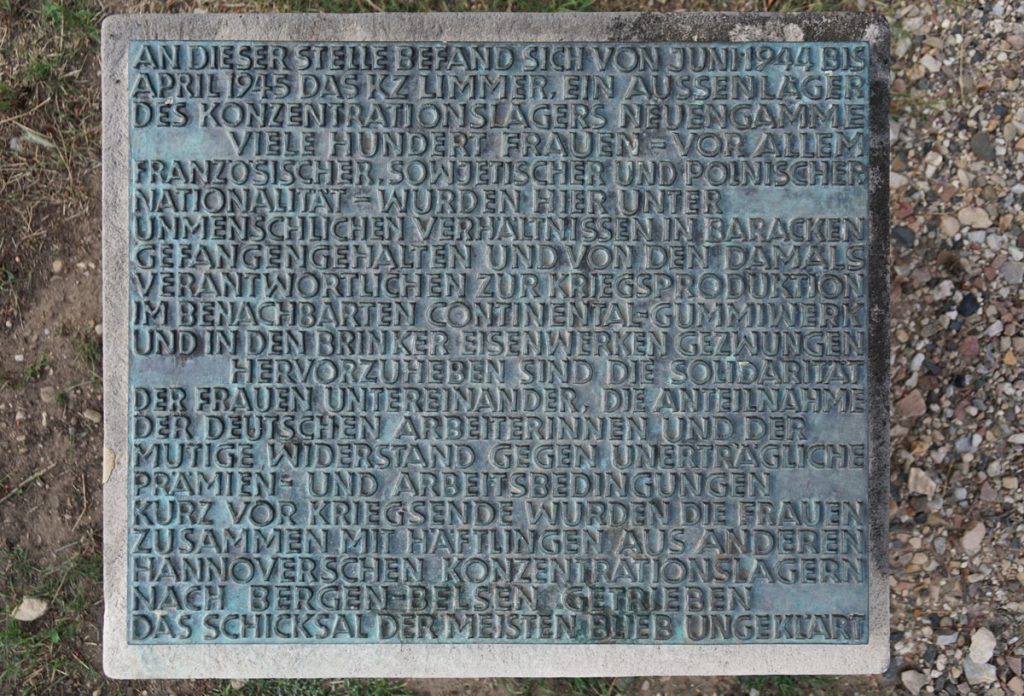 Gedenkstein für das KZ Conti-Limmer | Tim Rademacher, CC BY-SA 4.0, Wikimedia Commons