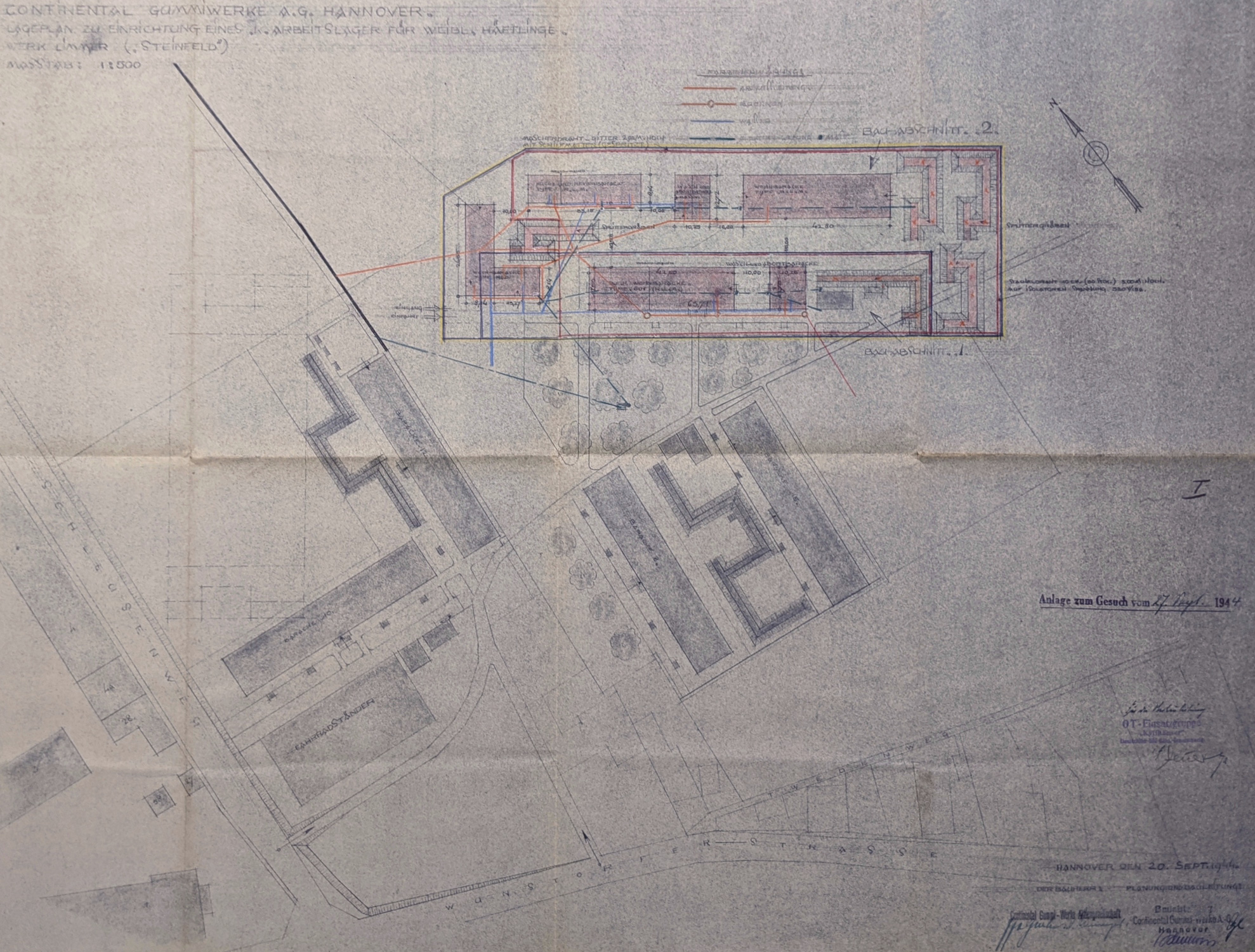 Ausschnitt aus dem Bauplan für das KZ Conti-Limmer | Foto: Tim Rademacher