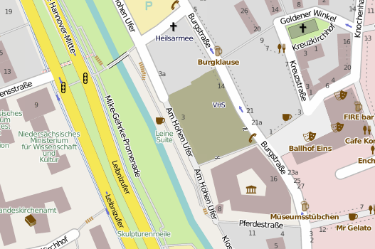 Der geplante Standort am Hohen Ufer | Daten von OpenStreetMap