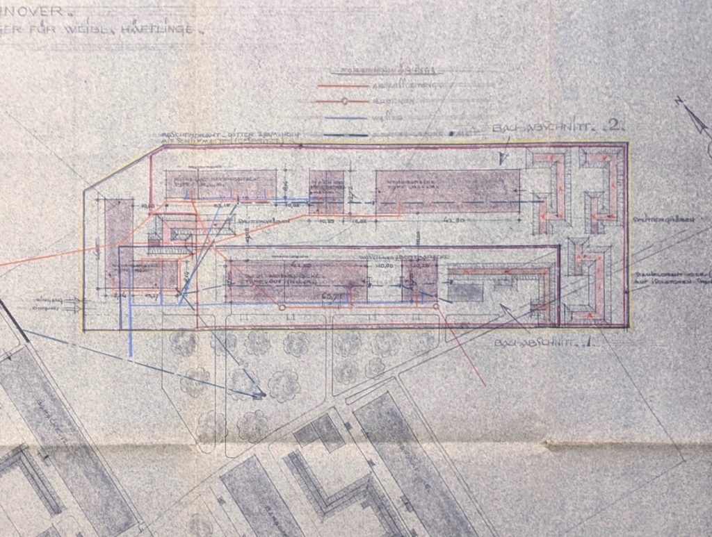 Plan der Bauabteilung der Continental zur Erweiterung des KZ Conti-Limmer (Ausschnitt). | Quelle: StadtAH_1_NR_6_03_KPR_0001.