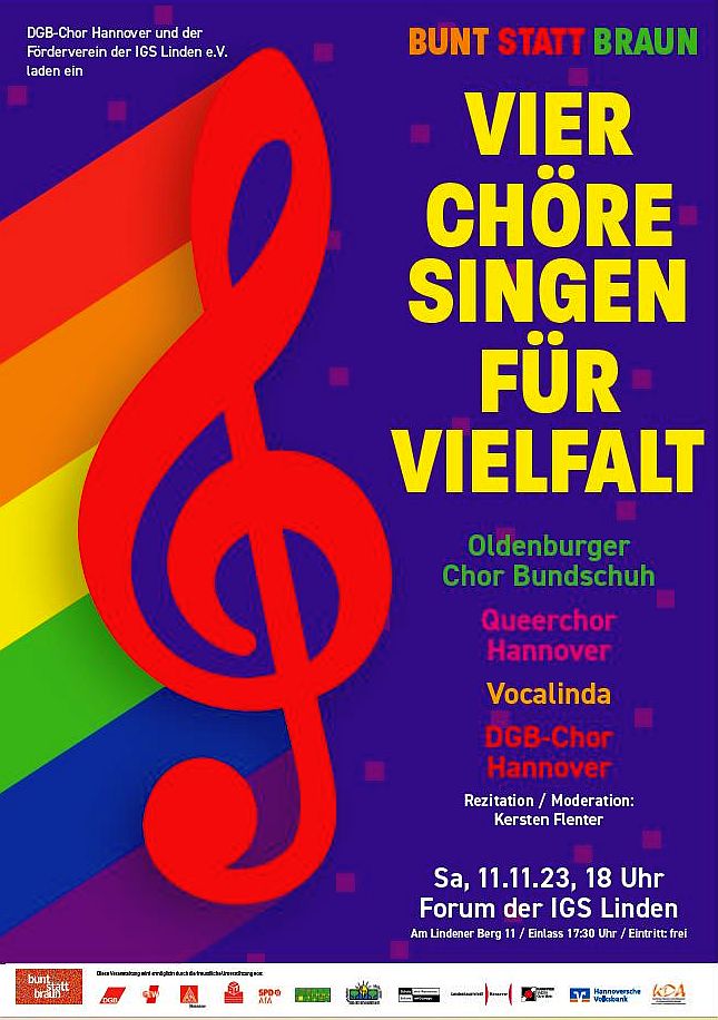 Plakat »Vier Chöre singen für Vielfalt«