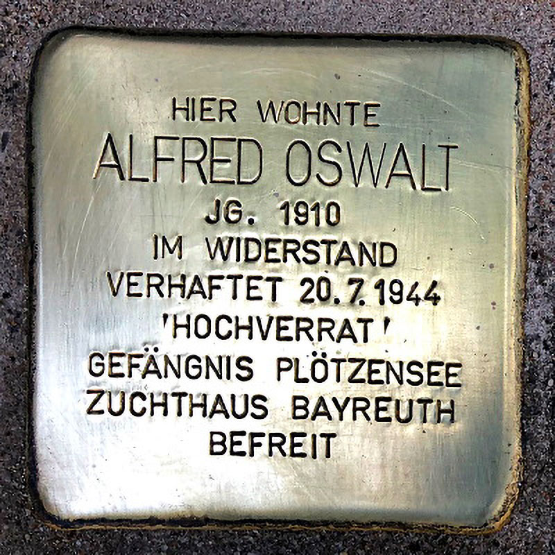 Stolperstein für Alfred Oswalt in Frankfurt | Initiative Stolpersteine Frankfurt am Main, CC BY-SA 4.0 DE