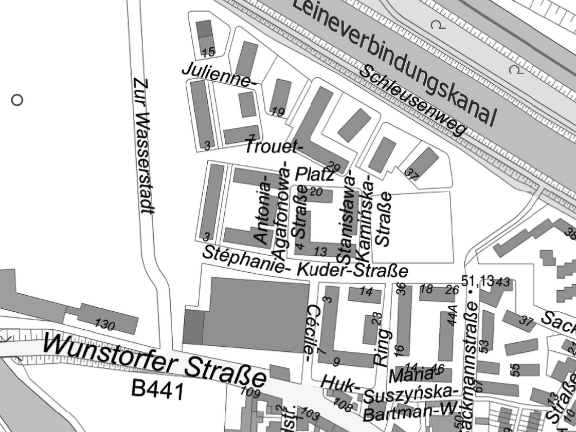 Ausschnitt aus der Stadtkarte Hannover | hannover-gis.de
