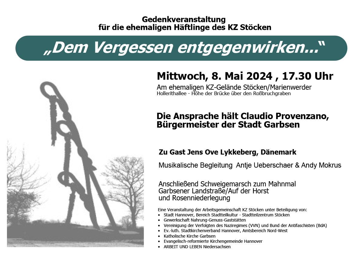 Einladung zur Gedenkveranstaltung für das KZ Stöcken am 08.05.2024